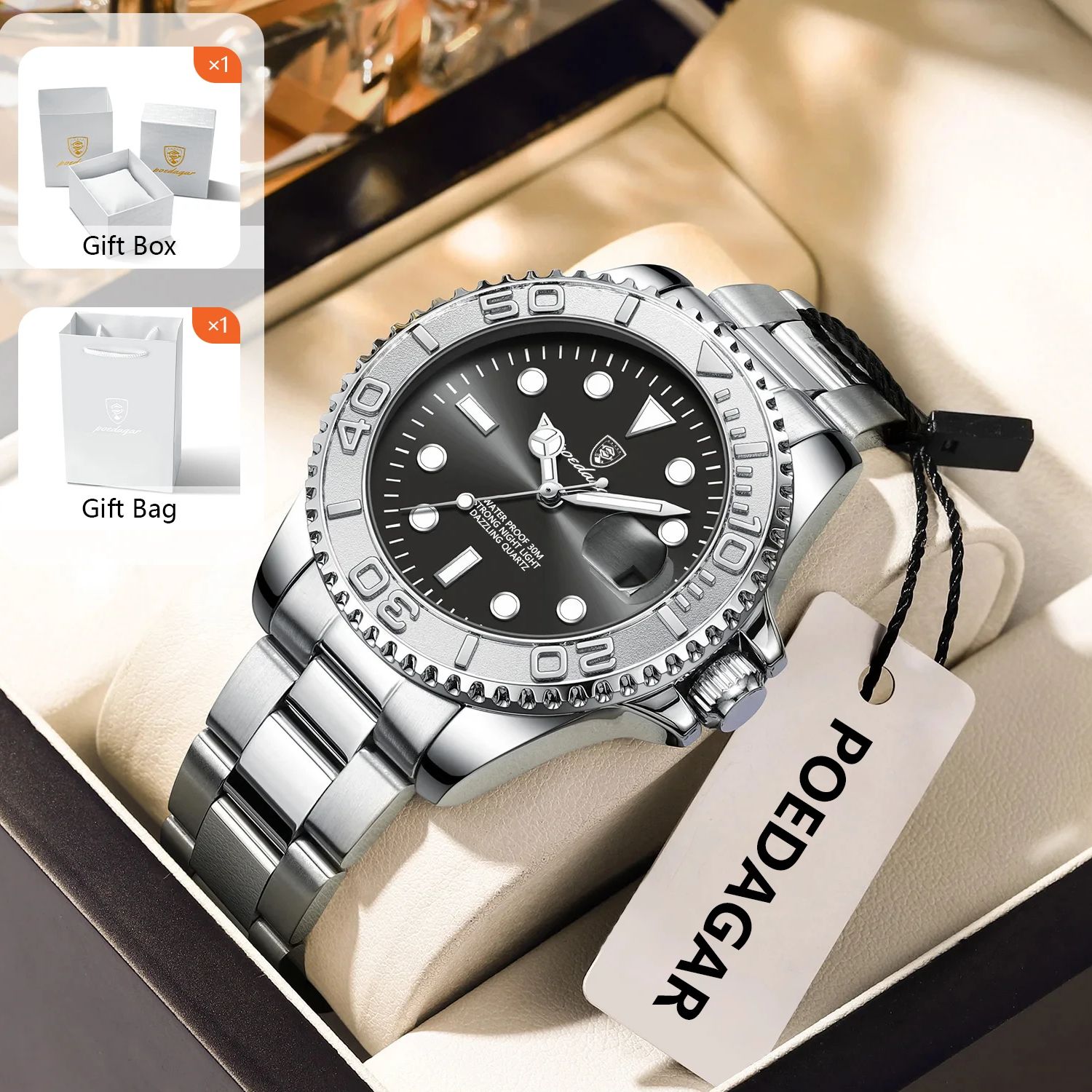 Luxury Watch Box - POEDAGAR Trendy Sport Man Watch Luminous