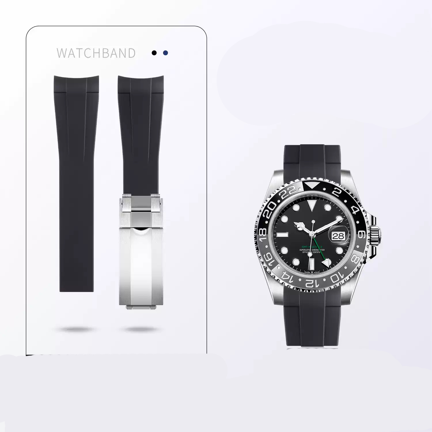 Luxury Watch Cheap - Rubber Watch For Rolex Black Green