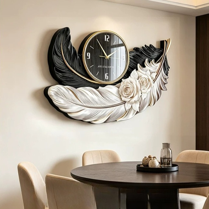 High-end Feather Design Wall C - Luxury Watch Wall Clock 评论和价格