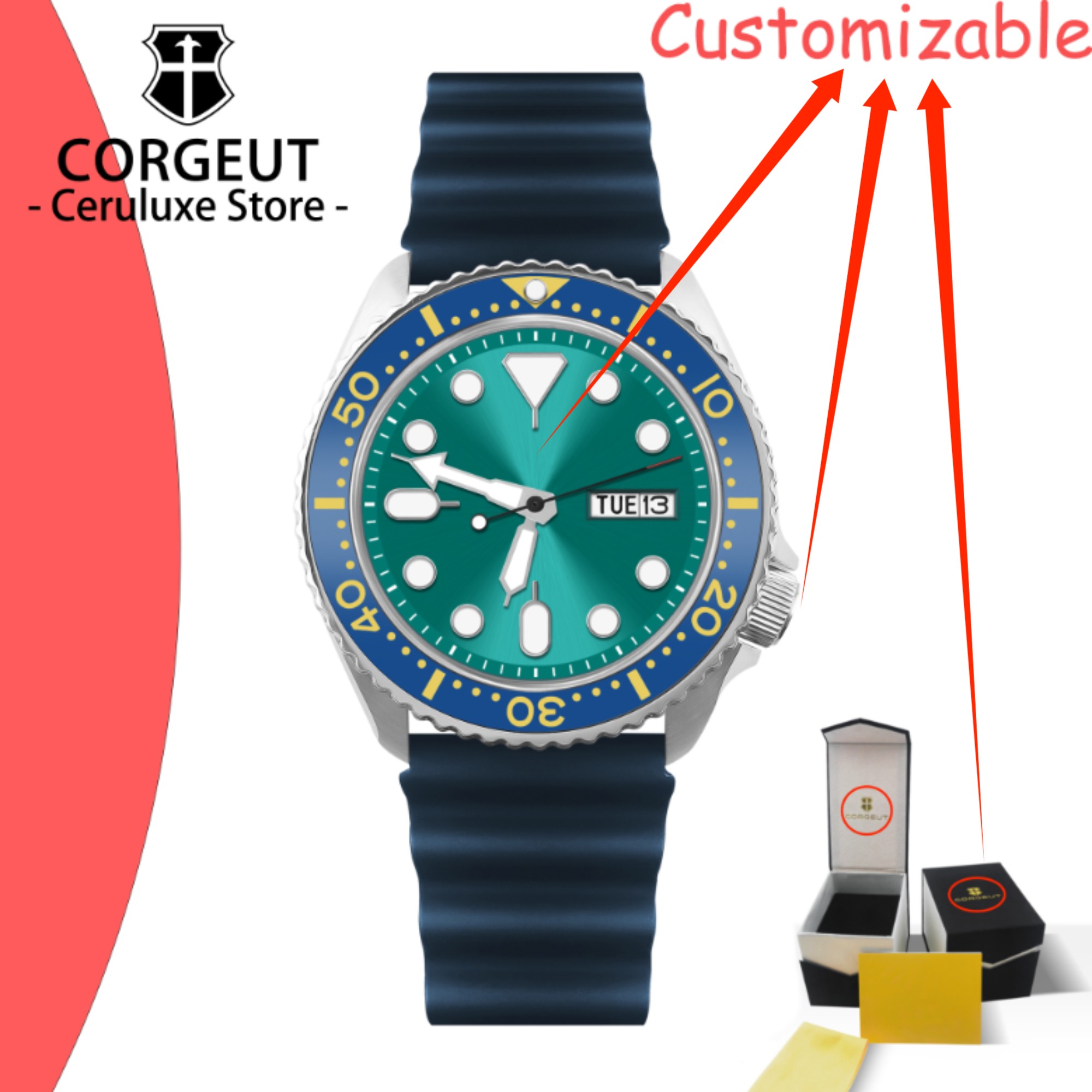 CUSTOM Logo Vintage Diver Watc - Sapphire Crystal Display 评论和价格