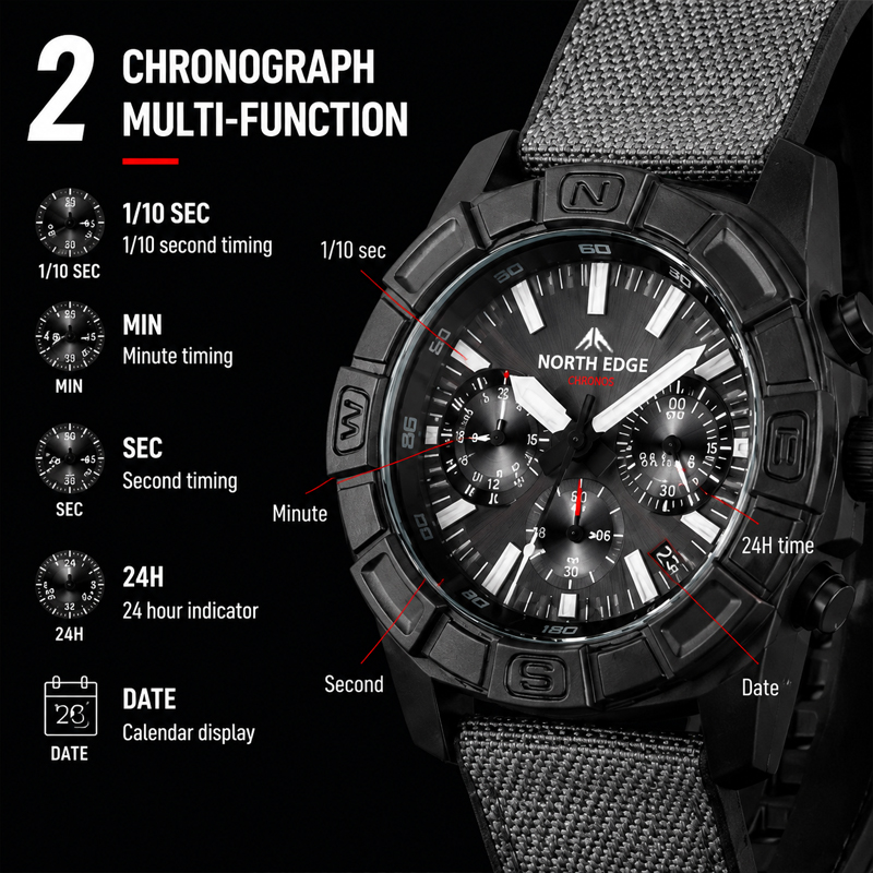 NORTH EDGE BLAZE Men's Watches - Sapphire Crystal Display 评论和价格
