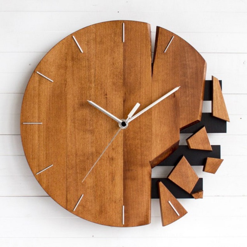 Round Silent Wall Clocks Woode - Luxury Watch Wall Clock 评论和价格