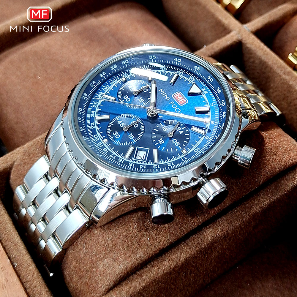 MINI FOCUS Silver Blue Quartz  - Luxury Watch Hublot 评论和价格