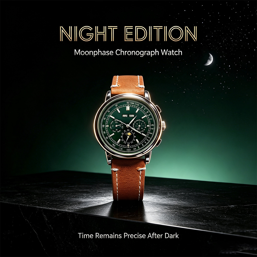 Men ST1655 Movement Moon Phase - Sapphire Crystal Display 评论和价格