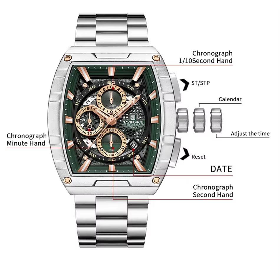 NAVIFORCE Luxury Tonneau Quart - Luxury Watch Hublot 评论和价格