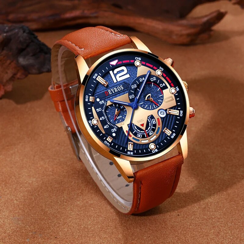 2PCS Set Fashion Mens Calendar - Luxury Watch Cheap 评论和价格