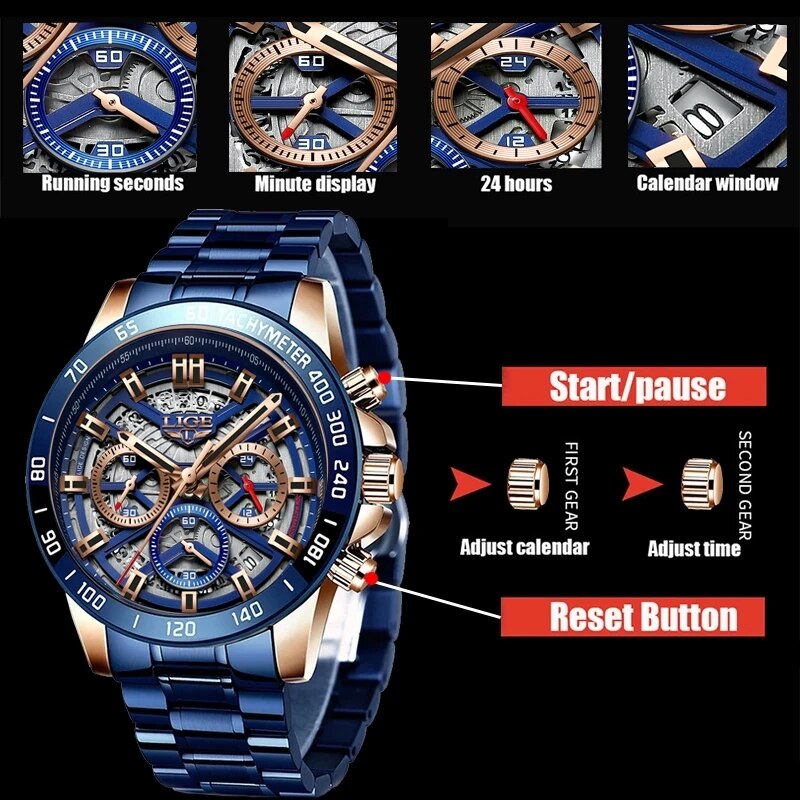LIGE 2024 New Men Watch Top Br - Luxury Watch Low Price 评论和价格
